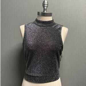 Superdown Sophie Open‎ Back Top Metallic Gray Size Large New